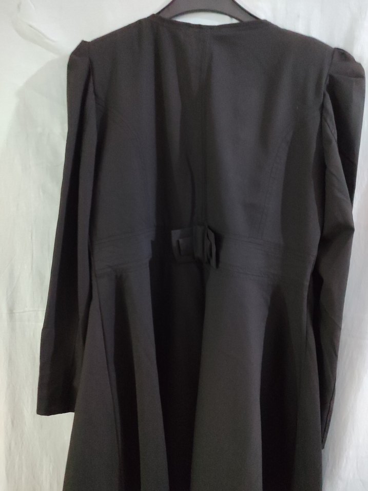 Düğmeli Siyah Uzun Kadın Elbise Tunik - Görsel 4