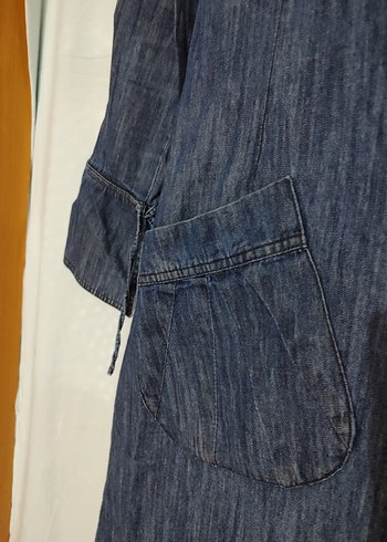 Uzun Kesim Kadın Kot Ceket - Görsel 3