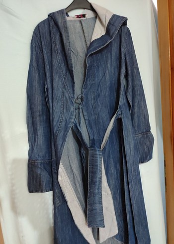 Uzun Kesim Kadın Kot Ceket - Görsel 2