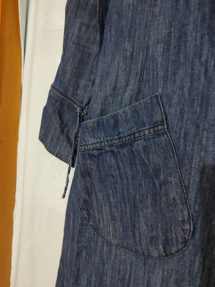 Uzun Kesim Kadın Kot Ceket - Görsel 3