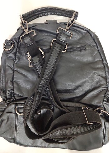 Kadın Siyah Deri Sırt Çantası - Görsel 2