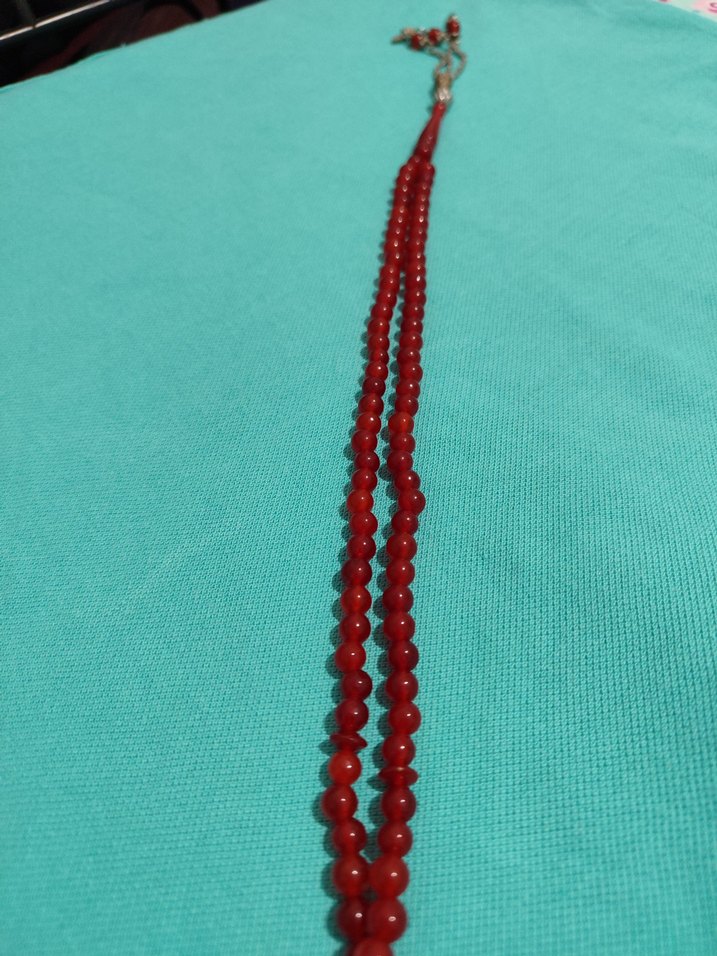 Kırmızı Akik Namaz Tesbih 99'lu - Görsel 2