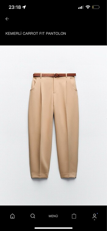 Zara Kemerli carrot fit pantolon
