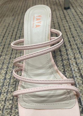 Pembe Blok Topuklu Yılan Desenli Kadın Terlik - Görsel 4