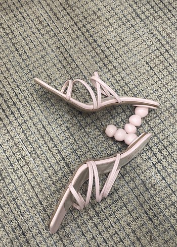 Pembe Blok Topuklu Yılan Desenli Kadın Terlik - Görsel 3