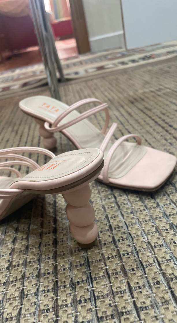 Pembe Blok Topuklu Yılan Desenli Kadın Terlik - Görsel 2