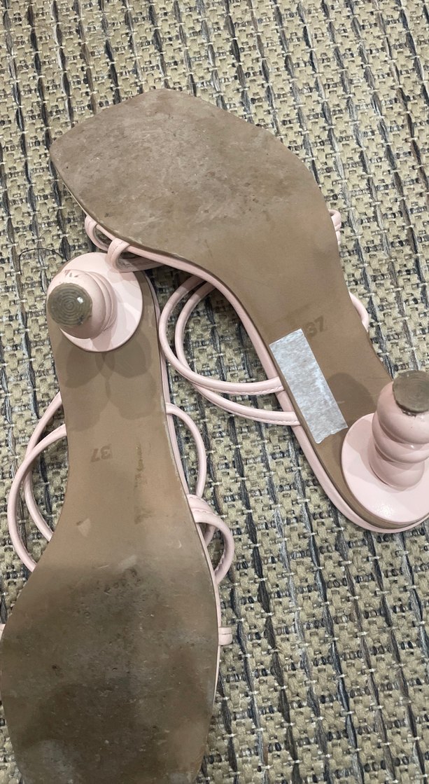 Pembe Blok Topuklu Yılan Desenli Kadın Terlik - Görsel 5