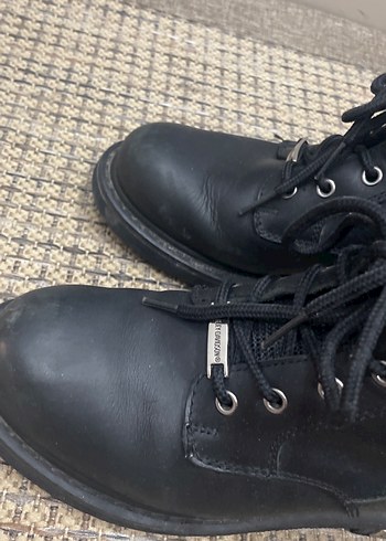 Siyah Deri Biker Botlar, Tokalı, Desenli - Görsel 4