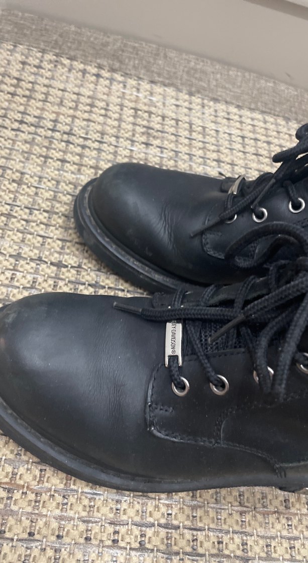 Siyah Deri Biker Botlar, Tokalı, Desenli - Görsel 4