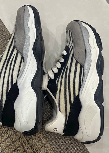 Zebra Desenli Kadın Spor Ayakkabı Platform Topuk - Görsel 6