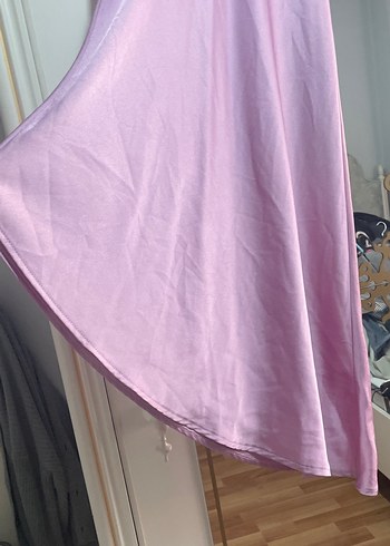 Lila Drapeli asimeteik midi Kadın Elbise - Görsel 3