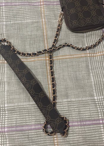 Vakko Zincir Detaylı Kahverengi Deri Çapraz Çanta - Görsel 4