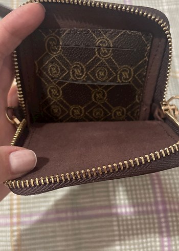 Vakko Zincir Detaylı Kahverengi Deri Çapraz Çanta - Görsel 3