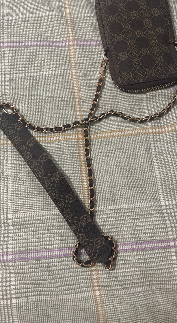 Vakko Zincir Detaylı Kahverengi Deri Çapraz Çanta - Görsel 4