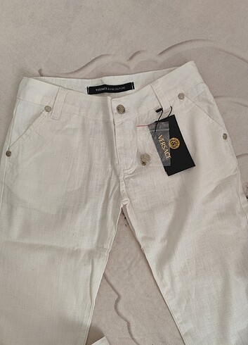 Versace Beyaz keten pantolon 