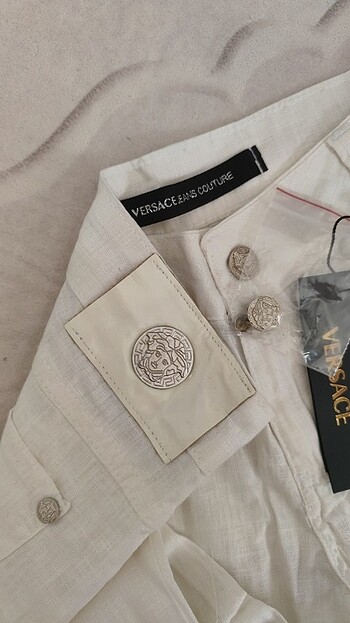 29 Beden beyaz Renk Versace Beyaz keten pantolon