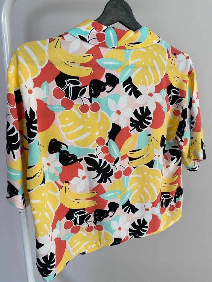 Renkli Desenli Kadın Kısa Kollu Gömlek - Görsel 2