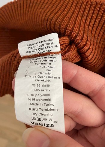 Kahverengi Örme Boğazlı Kolsuz Kadın Süveter - Görsel 2