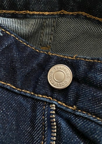 Zara TRF Lacivert Midi Denim Kadın Jean - Görsel 3