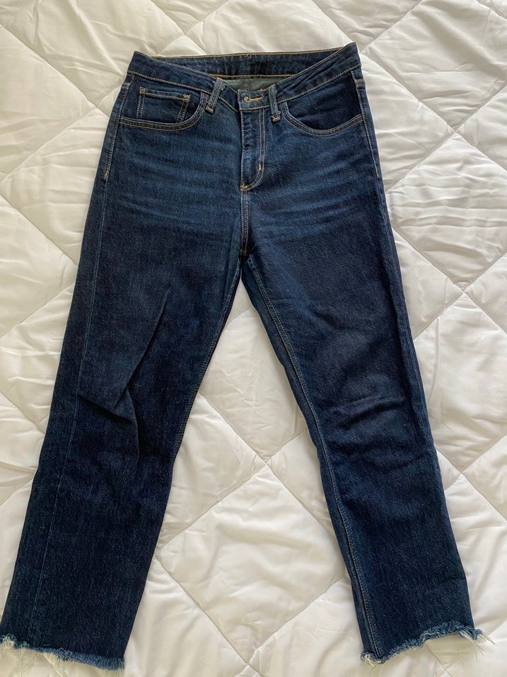 Zara TRF Lacivert Midi Denim Kadın Jean - Görsel 5