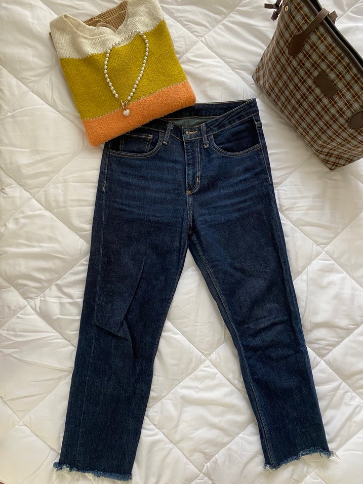 Zara TRF Lacivert Midi Denim Kadın Jean - Görsel 4