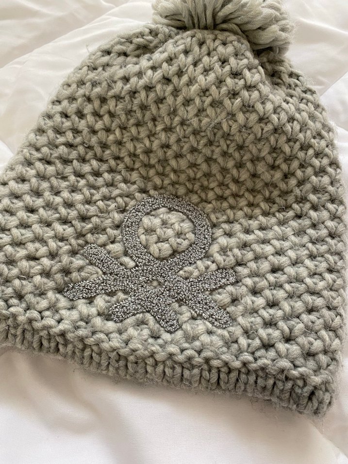 Benetton Y2k Gri Örgü Kadın Bere - Görsel 2