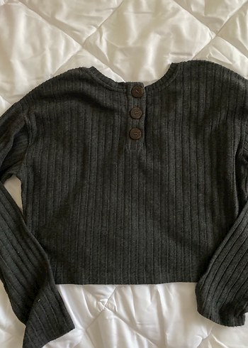 Y2K Lefties Gri Triko Uzun Kollu Crop Kesim Kazak - Görsel 4