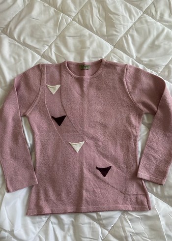 Y2k Vintage Retro Pembe Triko Kadın Uzun Kollu Kazak - Görsel 2