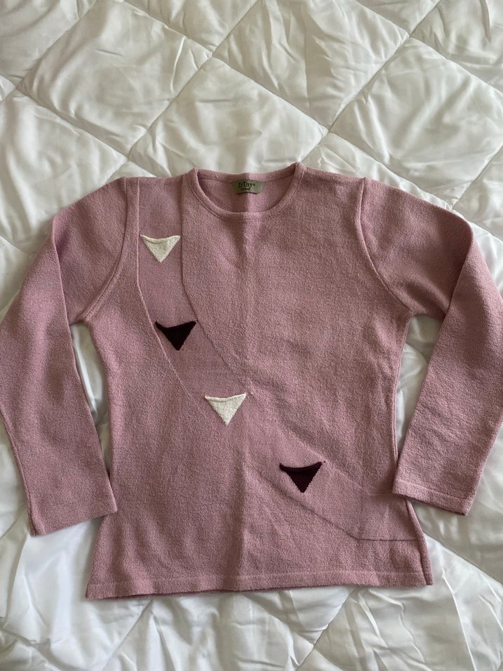 Y2k Vintage Retro Pembe Triko Kadın Uzun Kollu Kazak - Görsel 2