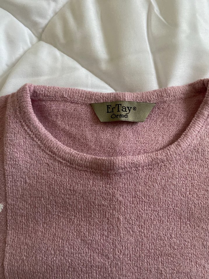 Y2k Vintage Retro Pembe Triko Kadın Uzun Kollu Kazak - Görsel 3