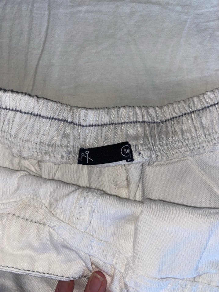 Beyaz Keten Mini Şort Etek - Görsel 2