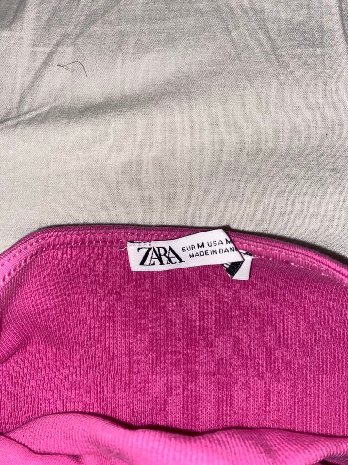 Zara Pembe Straplez Mini Elbise - Görsel 2