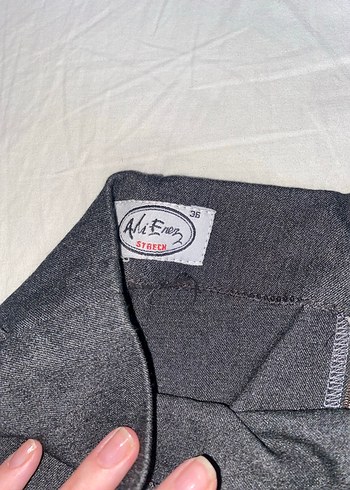 36 Beden Gri Denim Drapeli Kadın Kalem Etek