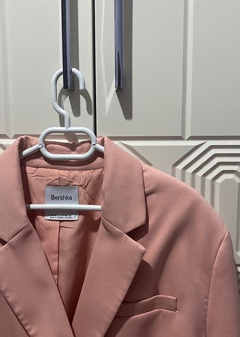 Pembe Düğmeli crop blazer Ceket - Görsel 2