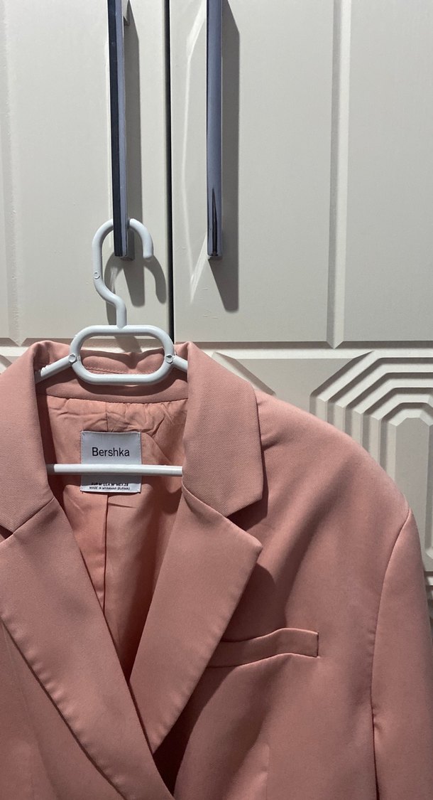 Pembe Düğmeli crop blazer Ceket - Görsel 2