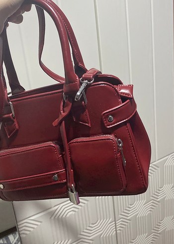 bershka orta boy kırmızı çanta - Görsel 4