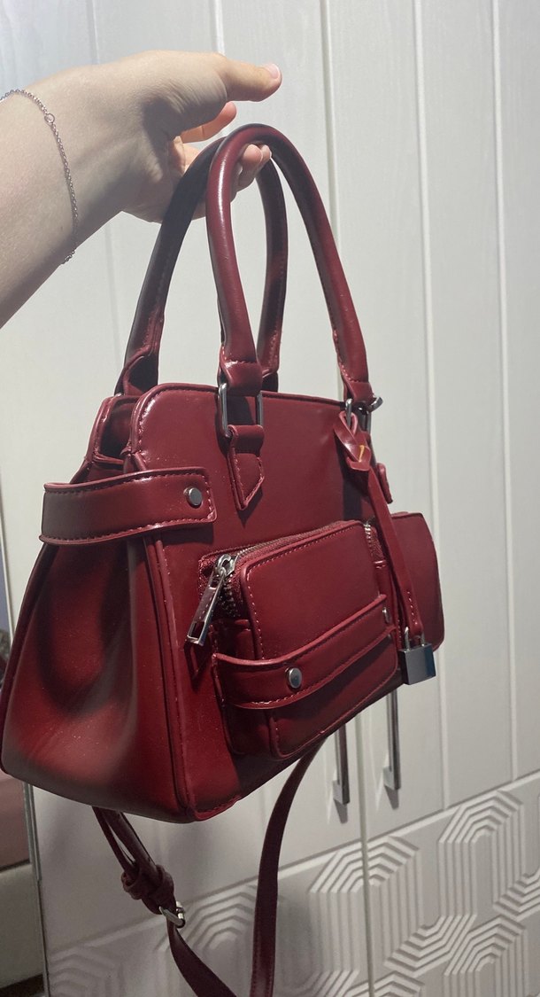 bershka orta boy kırmızı çanta - Görsel 5