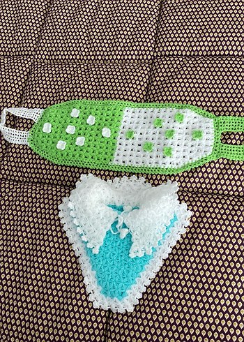 el emeği Örgü Banyo lifi Seti - Görsel 3