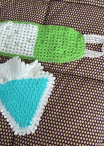 el emeği Örgü Banyo lifi Seti - Görsel 5