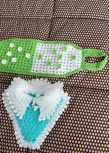 el emeği Örgü Banyo lifi Seti - Görsel 2