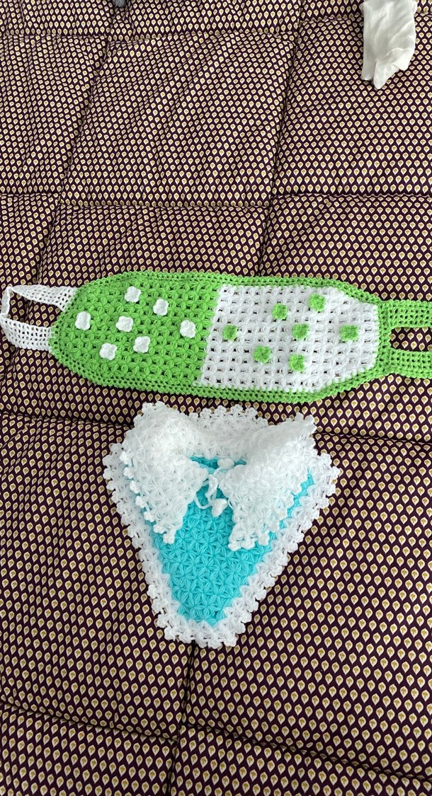 el emeği Örgü Banyo lifi Seti - Görsel 3