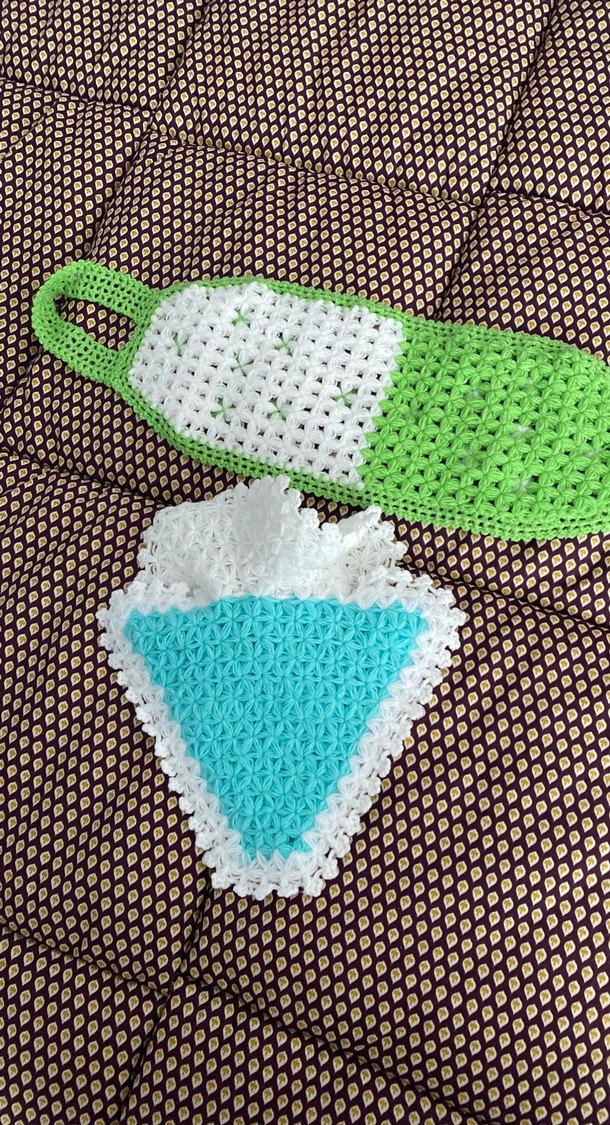 el emeği Örgü Banyo lifi Seti - Görsel 4