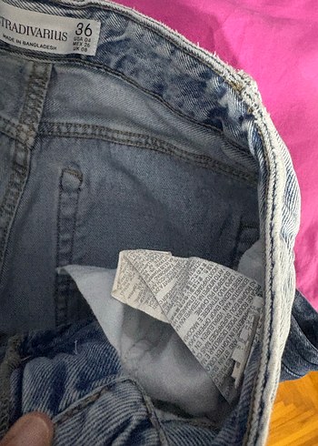 Stradivarius D92 Geniş Paça Mavi Denim Jean - Görsel 4