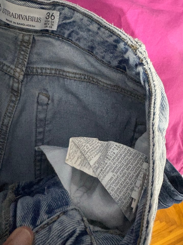 Stradivarius D92 Geniş Paça Mavi Denim Jean - Görsel 4