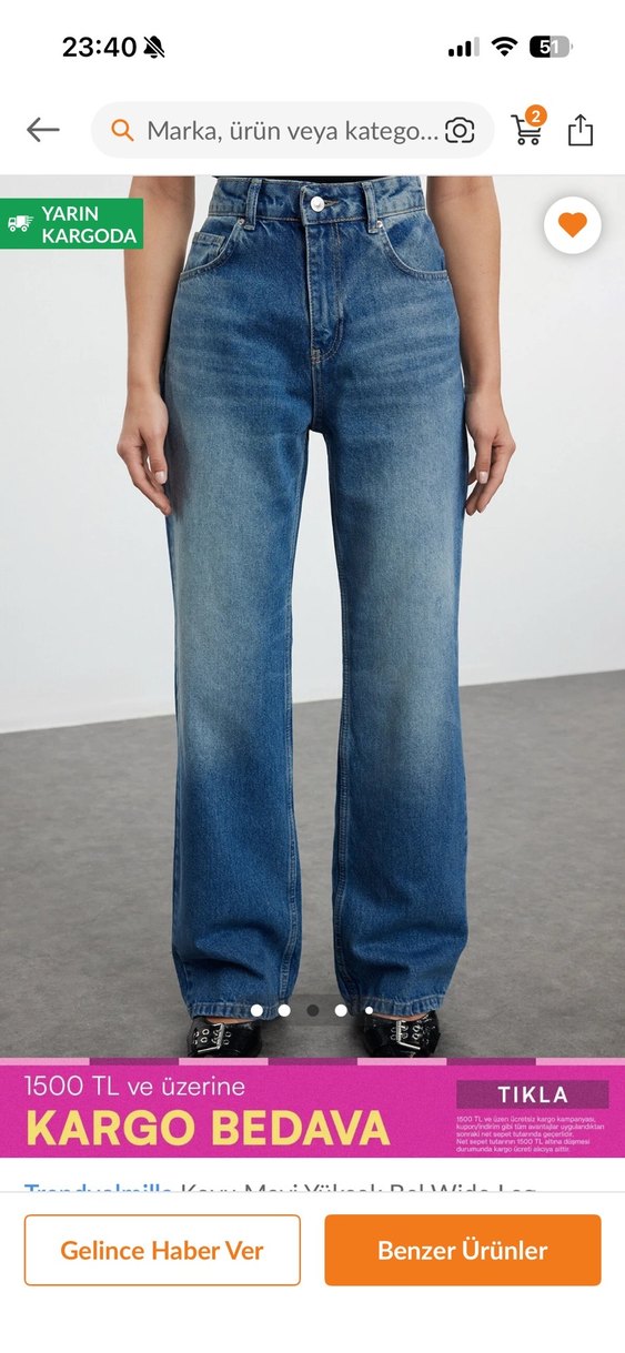 trendyolmilla wide leg jean - Görsel 2