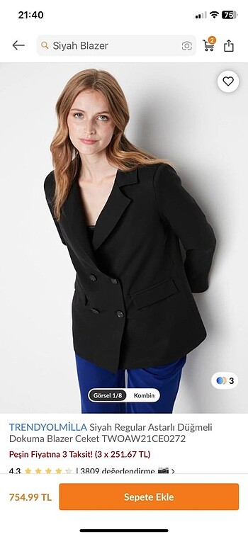 siyah blazer ceket