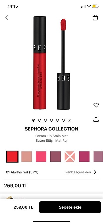  Beden kırmızı Renk Sephora ruj