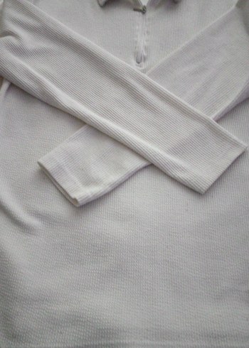 beyaz Uzun Kollu Polo Tişört - Görsel 4