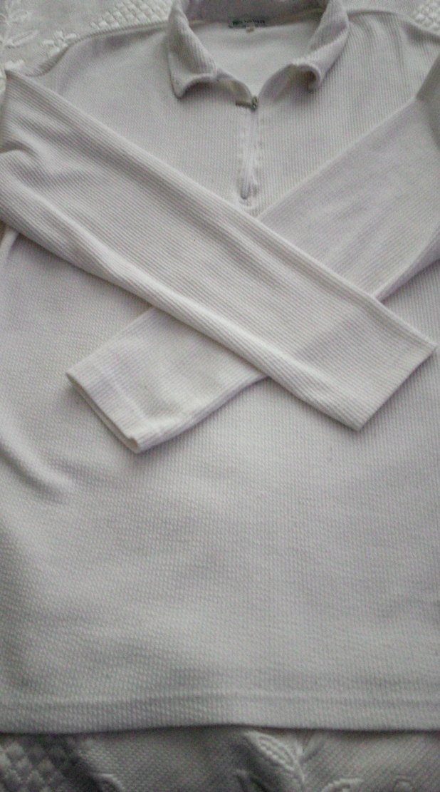 beyaz Uzun Kollu Polo Tişört - Görsel 4