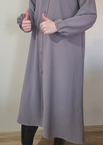 GRİ İNCE KIRIŞMAYAN KUMAŞ DIŞ KIYAFET - Görsel 2